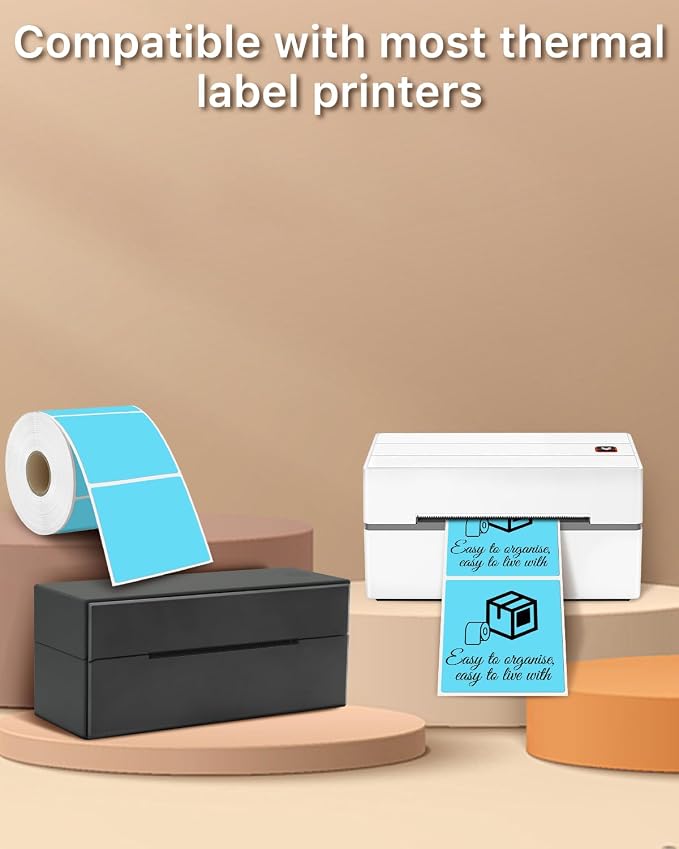 iEager Blue Square Thermal Label Stickers, 500 Sheets/Roll - Image 5