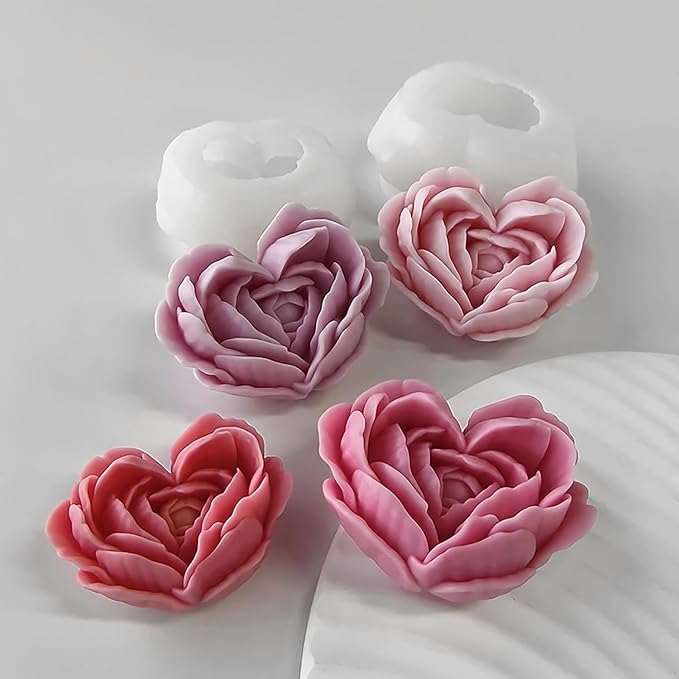 2Pack Heart Candle Mold, Heart Rose Silicone Molds by Catii