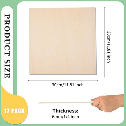 12 Pack 12 x 12 x 1/4 Inch-6mm Thick Basswood Sheets - Image 2