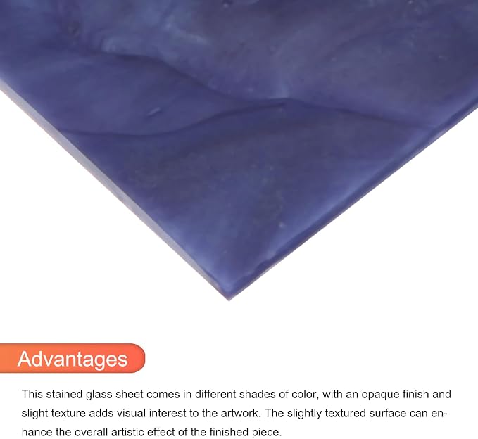 MECCANIXITY 2 Pcs Stained Glass Sheet Mosaic Tile 7.9 Inch x 5.9 Inch Deep Blue - Image 4