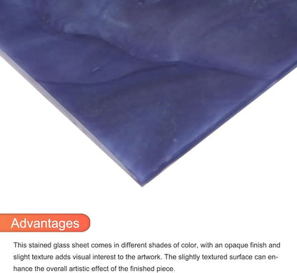 MECCANIXITY 2 Pcs Stained Glass Sheet Mosaic Tile 7.9 Inch x 5.9 Inch Deep Blue - Image 4