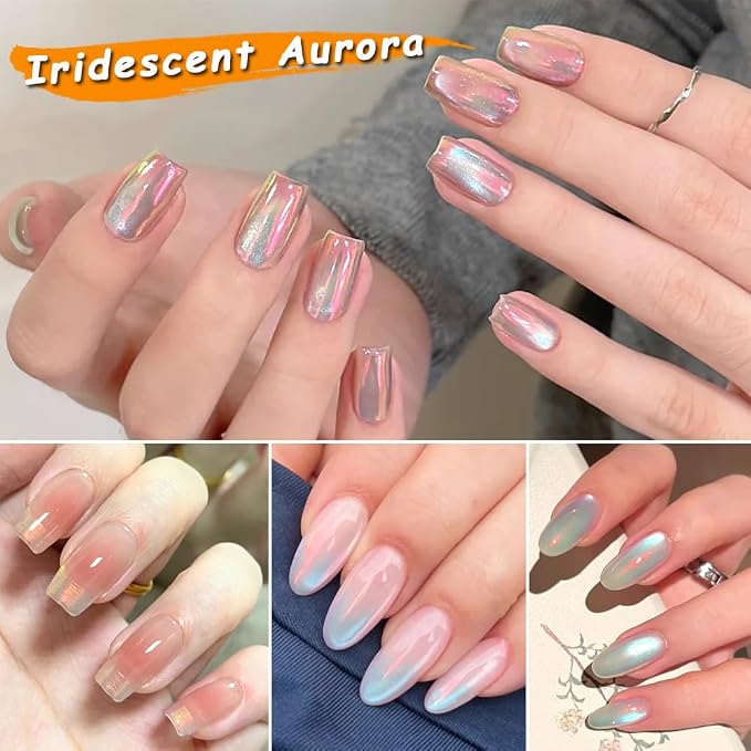 12 Jars Mermaid Chrome Nail Powder, Iridescent Aurora Powder Pearlescent Dust - Image 3
