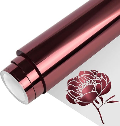 VINYL FROG Metallic Foil HTV Vinyl Roll 12" x5ft Maroon Chrome Heat Transfer by VINYLFROG