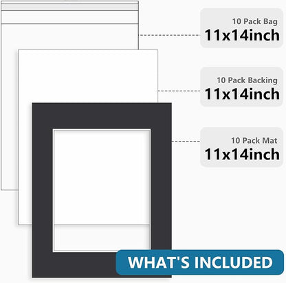 Somime 10 Pack 11x14 Black Picture Mat Kit - Image 2
