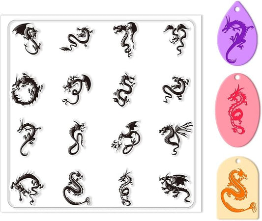 CHGCRAFT Dragon Polymer Clay Texture Sheets Clear Clay Silicone Texture Sheets by chgcraft