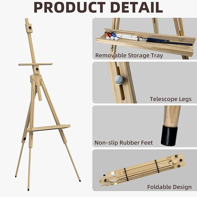 Tripod Easel for Painting, Art Wooden Easel Stand for Adults or Students - Image 5