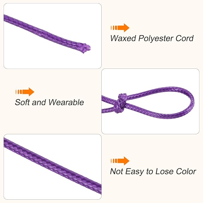 MECCANIXITY Waxed Polyester Cord 2mm 98 Yard Dark Purple - Image 3