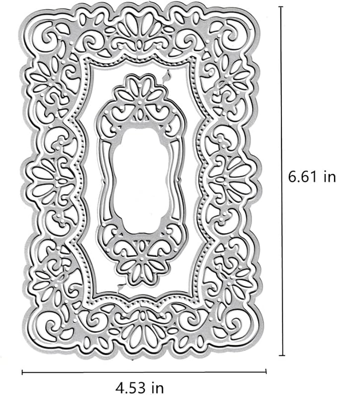 Lace Flowers Background Frame Cutting Dies, Lace Frame Die Cuts Metal Embossing - Image 2