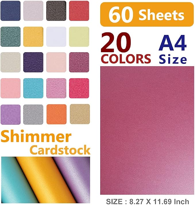 UCEC Cardstock Paper, 8.5'' x 11'', 60 Sheets 20 Colors, Shimmer Cardstock Paper - Image 4