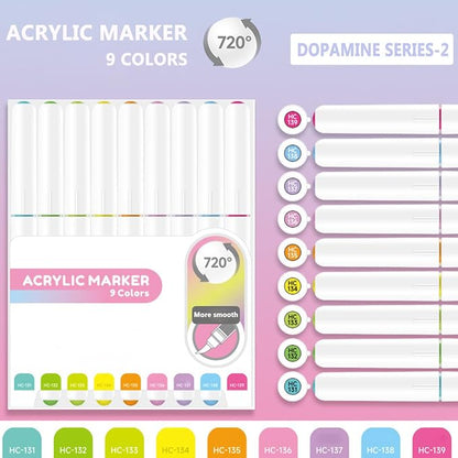 Water Based Acrylic Paint Markers, 9 Colors Acrylic Paint Pens Set - Image 2