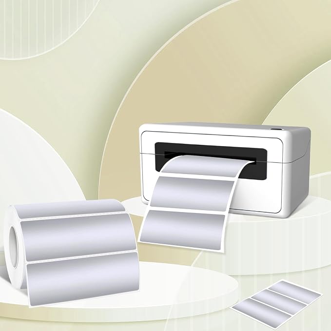 1" x 3" Silver Thermal Label Stickers, Waterproof Thermal Printer Sticker Labels - Image 3