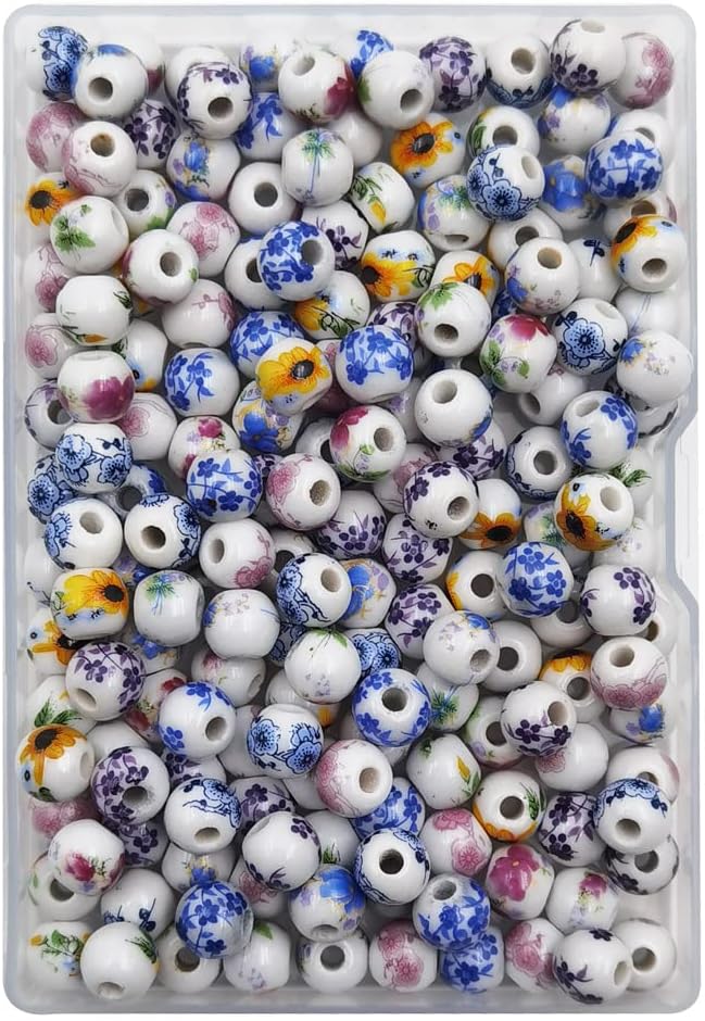 INSPIRELLE 180 Pieces Porcelain Beads Chinese Round Ceramic Beads 8mm by INSPIRELLE