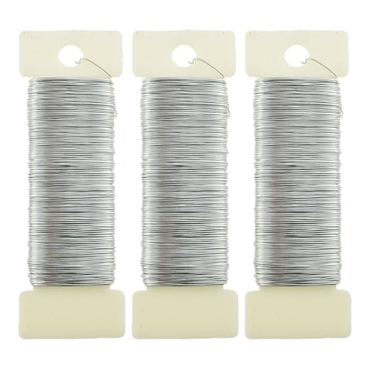 HAHIYO 26Gauge Silver 3 Rolls Total 115 Yards Metal Floral Wire Flexible Paddle by HAHIYO