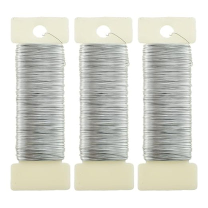 HAHIYO 26Gauge Silver 3 Rolls Total 115 Yards Metal Floral Wire Flexible Paddle by HAHIYO