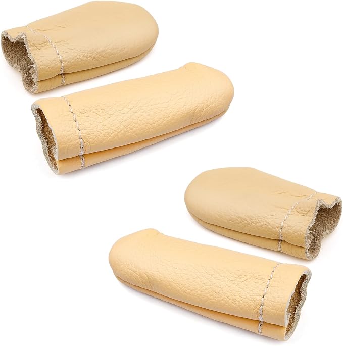 2 Pairs Leather Finger Protector Needle Felting Knitting Finger Thimble Guards by Mayboos