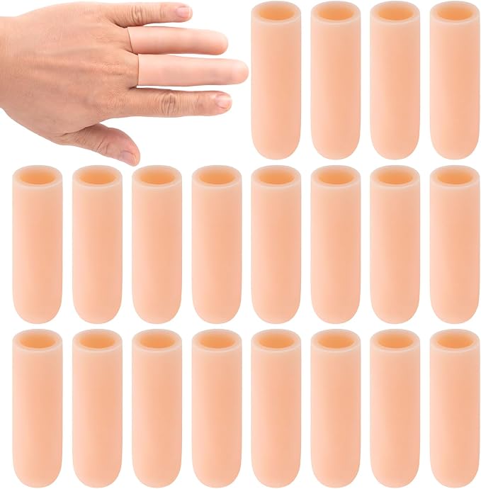 PAGOW 20 Pcs Gel Finger Support Protector Caps Gloves, Silicone Fingertips by PAGOW