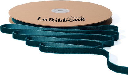 LaRibbons Thin Velvet Ribbon 3/8 Inch x 25 Yards, Dark Blue Velvet Ribbon by LaRibbons