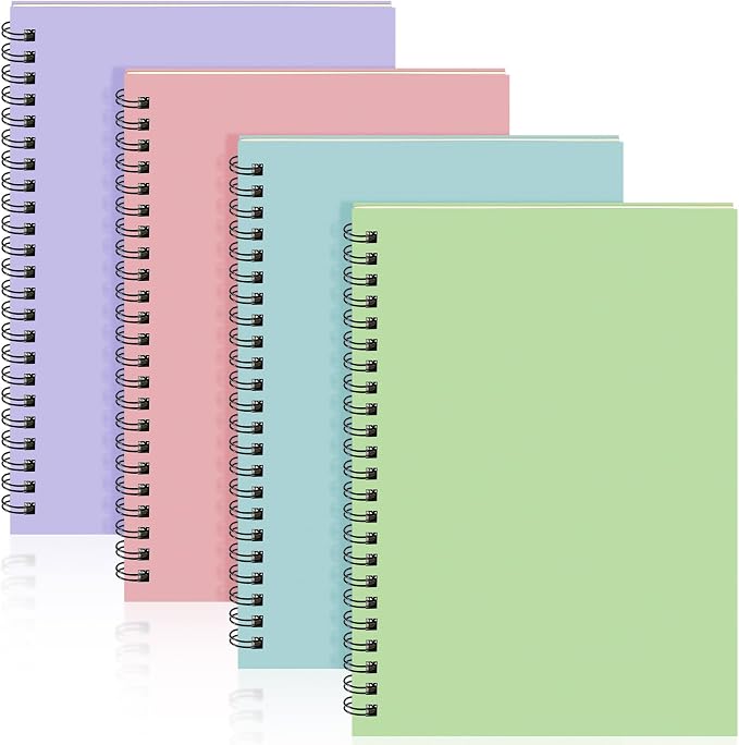 Yahenda 4 Pcs Spiral Notebook Bulk A5 Journal Lined 8.3'' x 5.5'' Writing by Yahenda