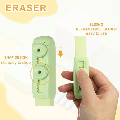 PATIKIL 4 Pack Erasers, Sliding Retractable Eraser Push Pull Cute Pencil - Image 4