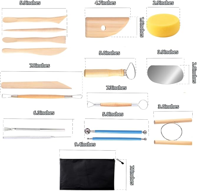 S & E TEACHER'S EDITION 17 Pcs Pottery & Clay Sculpting Tools, Double-Sided - Image 2