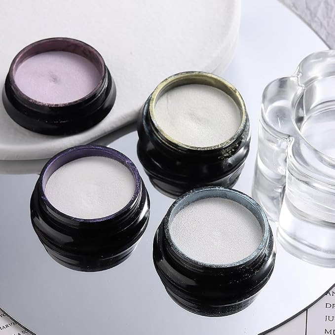8 Jars Chrome Nail Powder Magic White Pearl Kit, Metallic Mirror Effect - Image 9