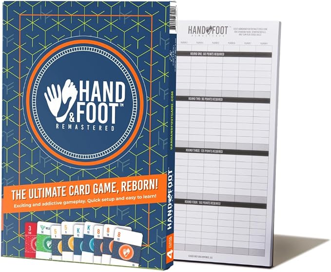 Hand & Foot Remastered 4 Player Edition + Bonus 120-Page Scorepad – Card Game by HandFootRemastered