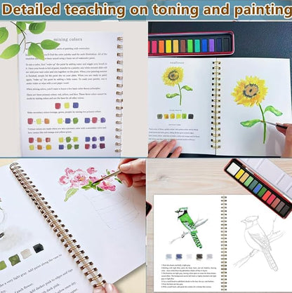 Watercolor Workbooks, Beginner Watercolor Painting Kit – 12 Colors Paint Set - Image 2