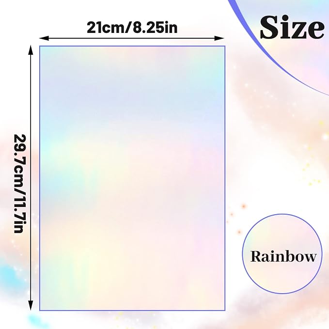 60 Sheets Holographic Laminate Sheets Clear Glitter A4 Size Vinyl Sticker Paper - Image 2