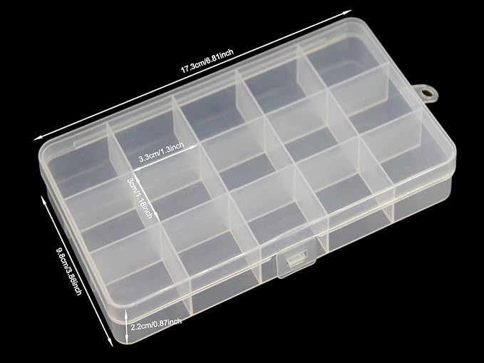8 Pack 15 Grids Plastic Bead Organizer Box 6.8 * 3.86 * 0.87 inches Clear - Image 6
