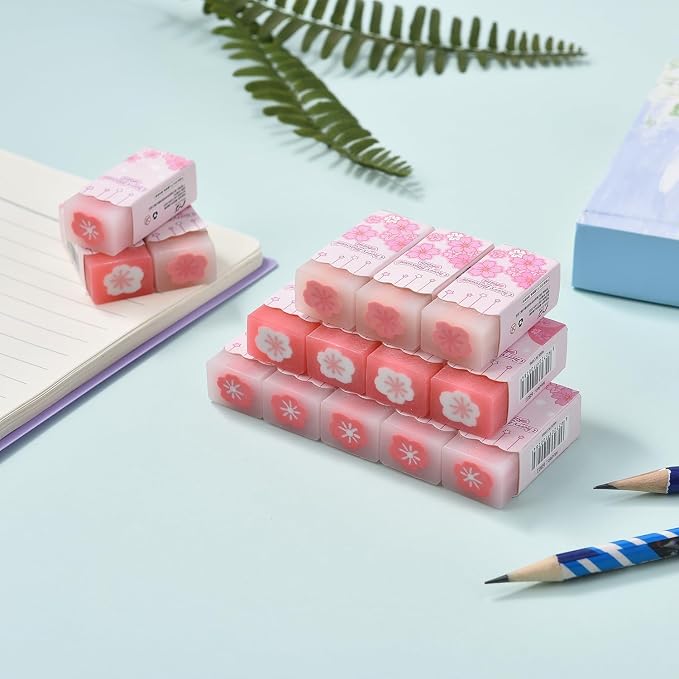 18 Pack Sakura Jelly Erasers for Kids, Rectangular, Rubber & Plastic, Kawaii - Image 3