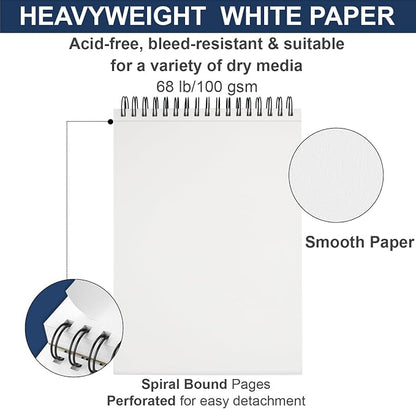 9" x 12" Sketch Book Set, Drawing Paper Pad, Double-Sided Hardcover Sketchbook - Image 4