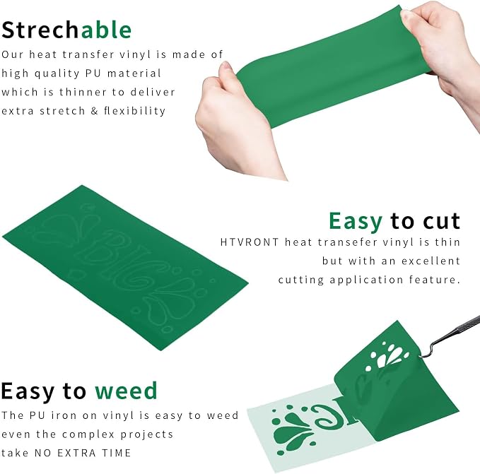 HTVRONT Green HTV Heat Transfer Vinyl - Image 3
