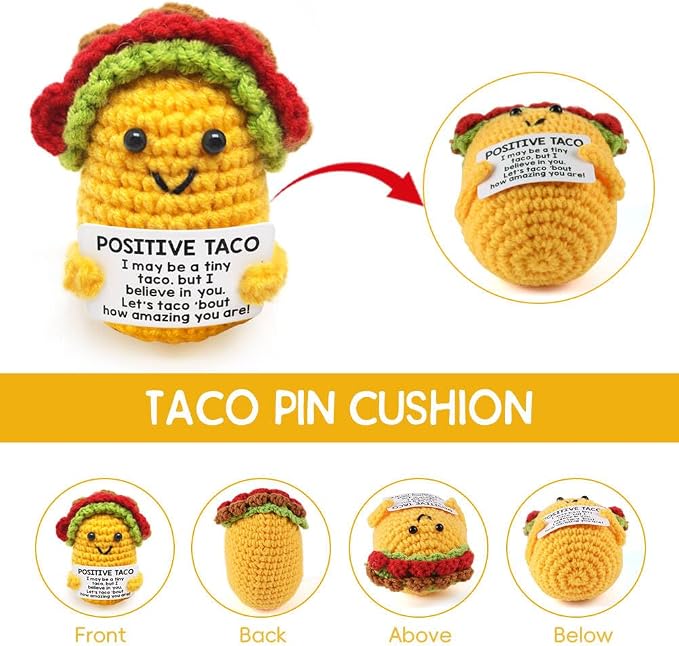 Taco Pin Cushion, Handmade Knitted Pincushions, Cute Pin Cushions Needle Holders - Image 3