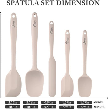 HOTEC 600℉ Heat Resistant BPA-Free Silicone Rubber Spatula Set, Kitchen Cooking - Image 2