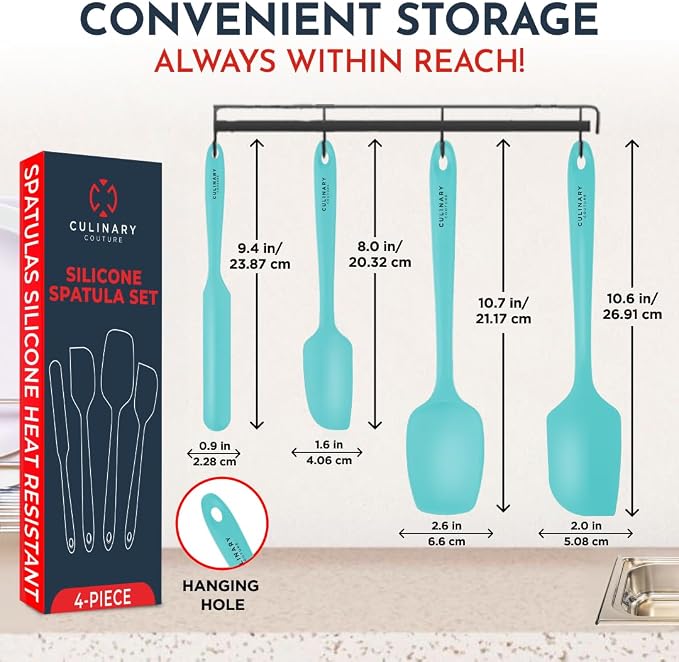 Culinary Couture 4-Piece Aqua Baking Spatula Set - Image 2