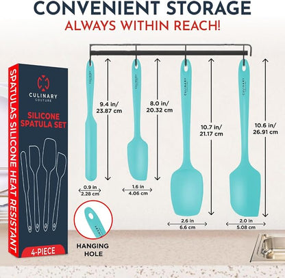 Culinary Couture 4-Piece Aqua Baking Spatula Set - Image 2