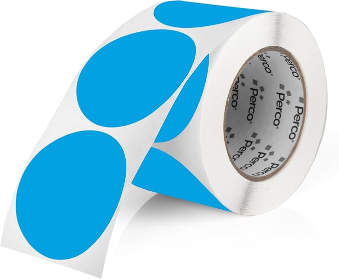 Perco Light Blue 3-Inch Round Circle Dot Sticker Labels by Perco