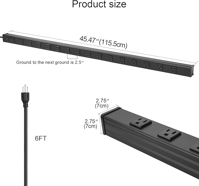 Long Heavy Duty 16 Outlet Large Metal Garage Workshop Multi Wide Industrial - Image 2