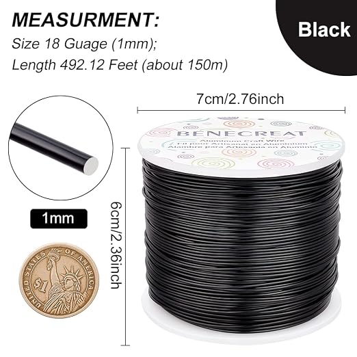 BENECREAT 18 Gauge Aluminum Wire 492FT Anodized Black Bendable Craft Wire - Image 2