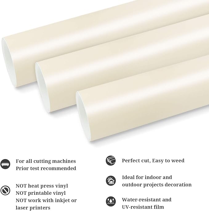 TECKWRAP Permanent Adhesive Vinyl 12" x 10ft, Matte Ivory White - Image 2