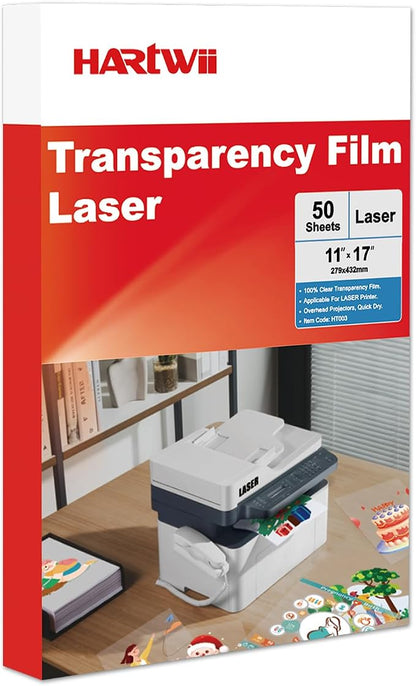 11x17 Laser Transparency Film, 50 Sheets Overhead Projector Film by HARTWII