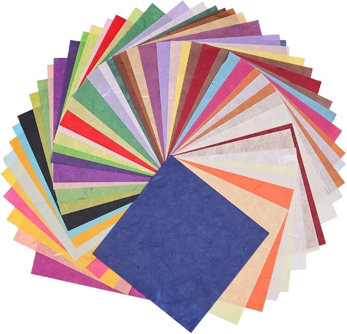 50 Colors 50 Sheets 6 x 6 Inches Natural Fiber Mulberry Tree Square Origami - Image 6