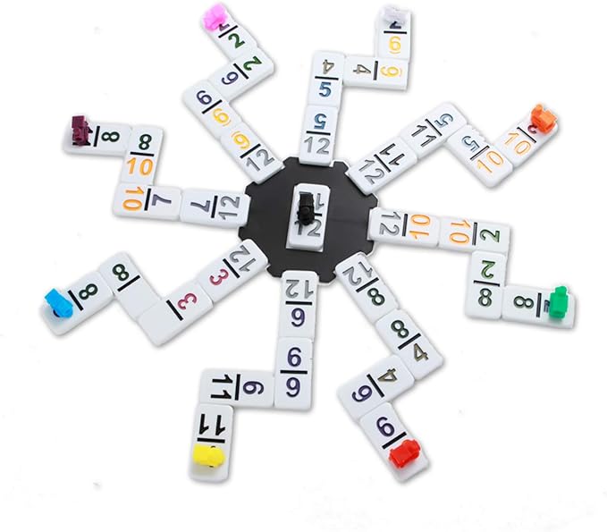 NOLIE Mexican Train Game, Double 12 Domino Set, Colored Number Dominoes - Image 2