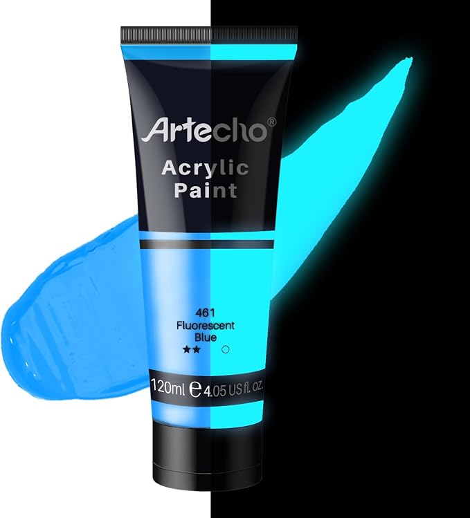 Artecho Glow in the Dark Paint, Neon Blue Paint Tubes, Art Craft Paints by Artecho