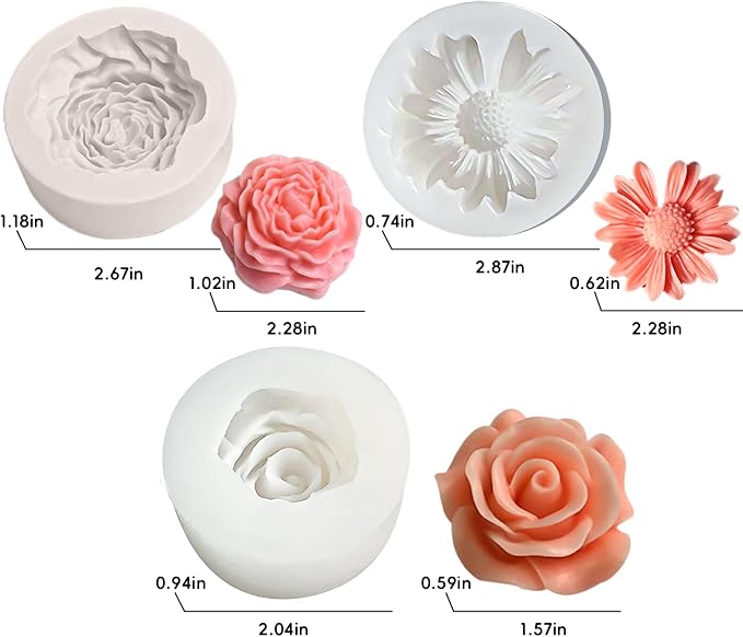 3 Pack Candle Molds for Candle Making, Moldes para Velas, Flower Molds Silicone - Image 2