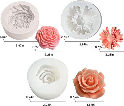 3 Pack Candle Molds for Candle Making, Moldes para Velas, Flower Molds Silicone - Image 2