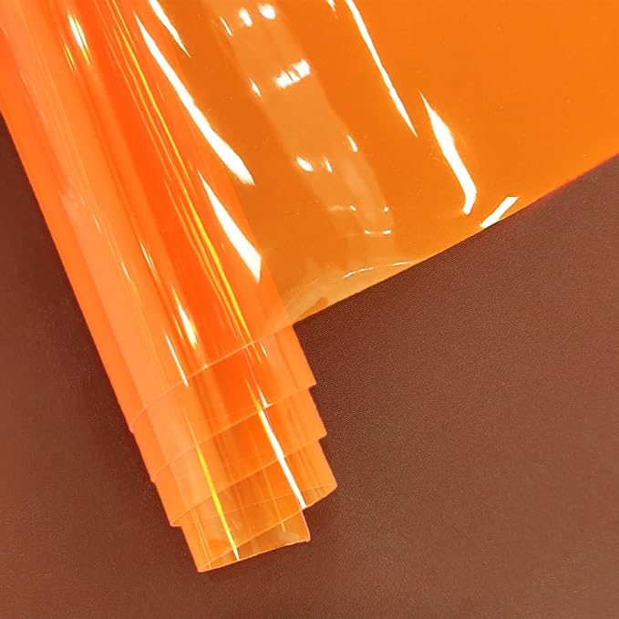HYANG Orange Transparent PVC Super Clear Holographic Vinyl Faux Leather Sheets - Image 3