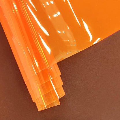 HYANG Orange Transparent PVC Super Clear Holographic Vinyl Faux Leather Sheets - Image 3