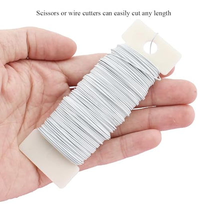 HAHIYO 22Gauge White 3Roll Total 115Yards Metal Floral Wire Flexible Paddle Wire - Image 6