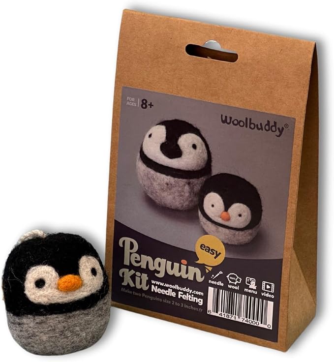 Woolbuddy Needle Felting Kit for Beginners Adults, Penguin Sea Animal Project by Woolbuddy